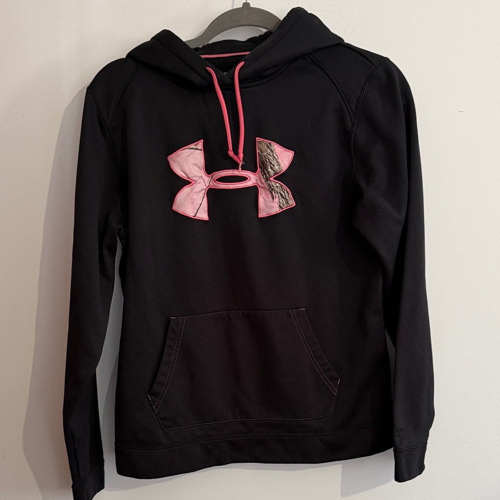 Youth Under Armour Black Hoodie with Pink Accent
